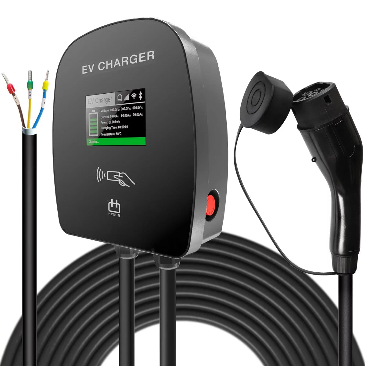 Hysun Model3 7KW 11KW 22KW Wallbox EV Charger type 2 connector Commercial using with OCPP