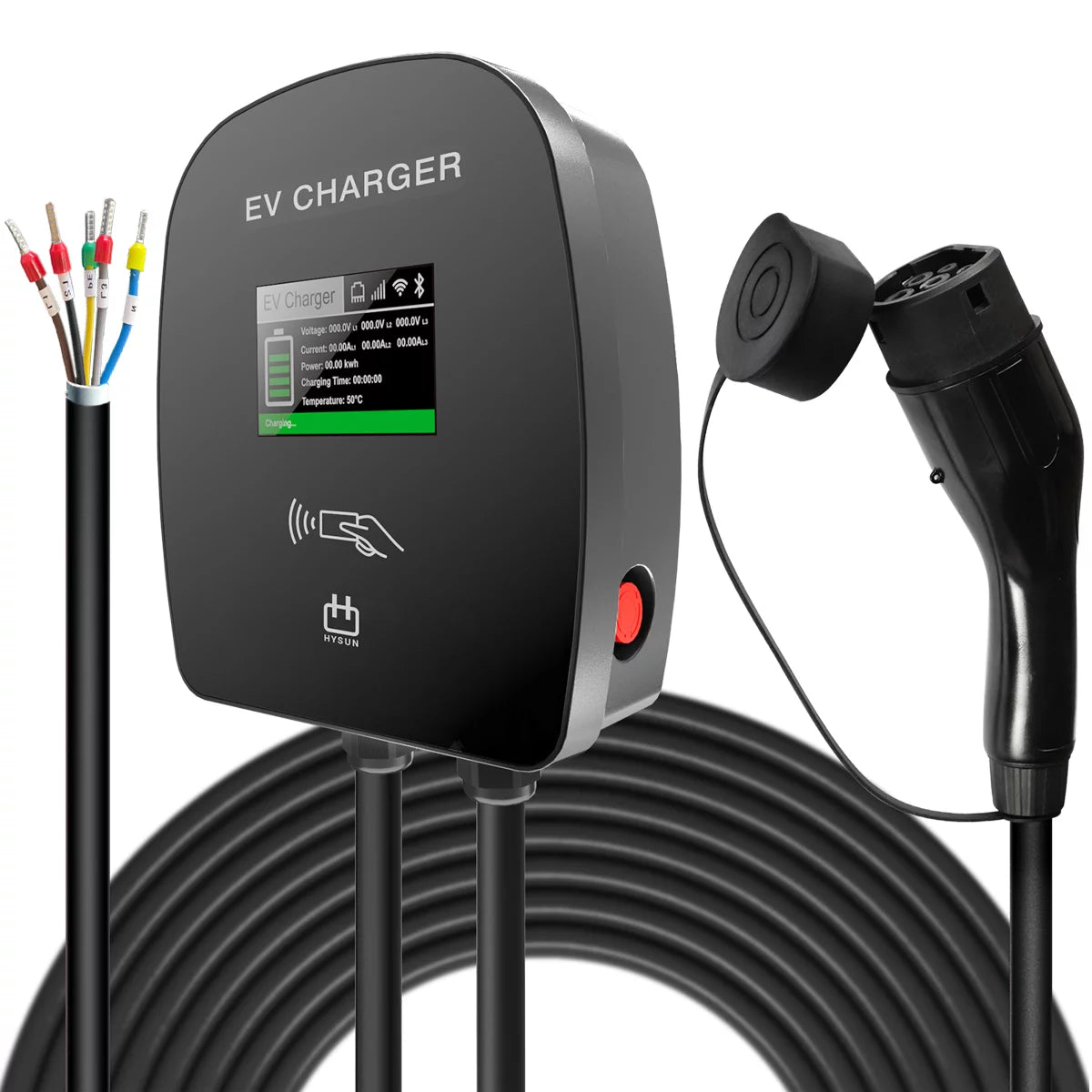 Hysun Model3 7KW 11KW 22KW Wallbox EV Charger type 2 connector Commercial using with OCPP