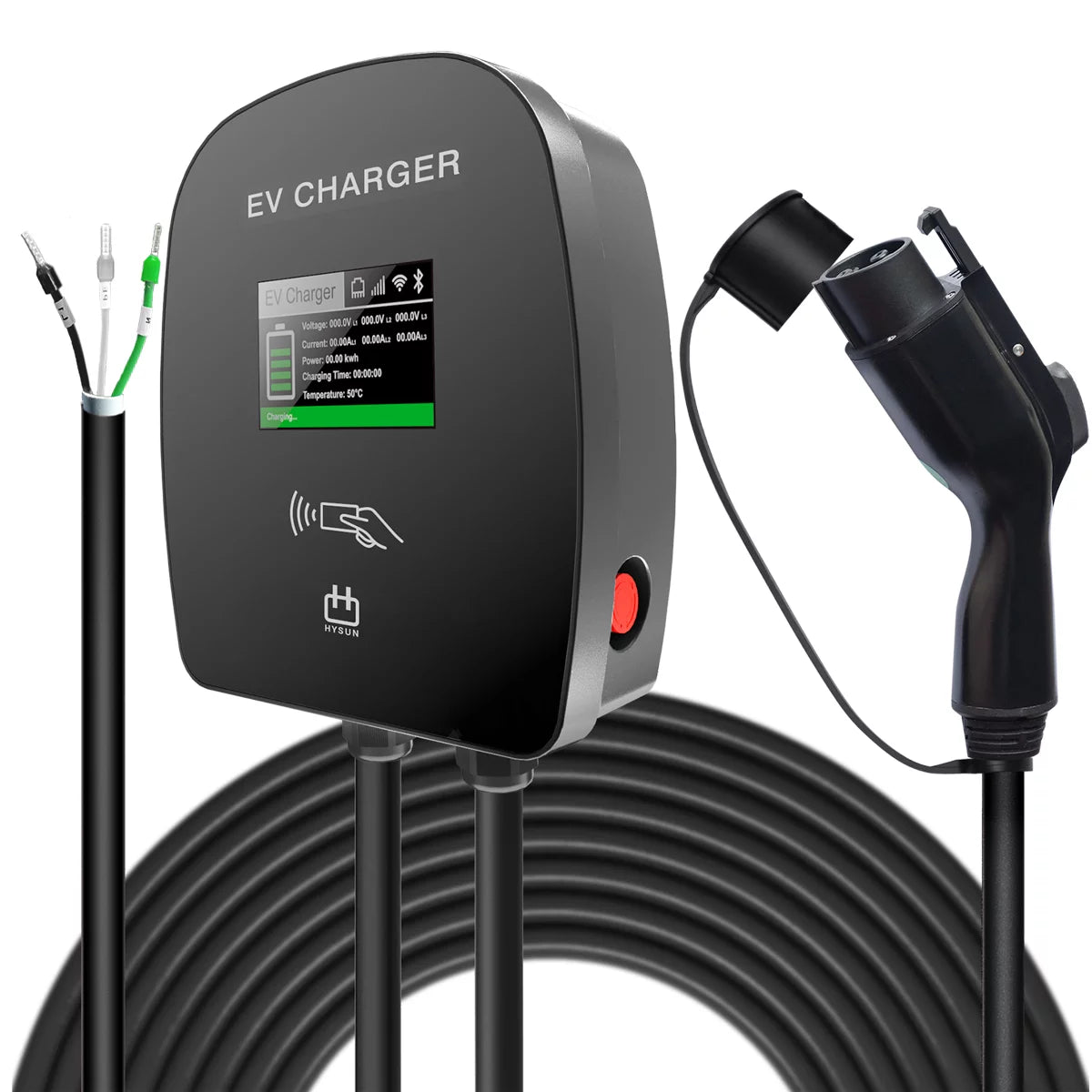 Hysun Model3 7KW 9KW 11KW EV Charging stations J1772 plug Commercial using with OCPP