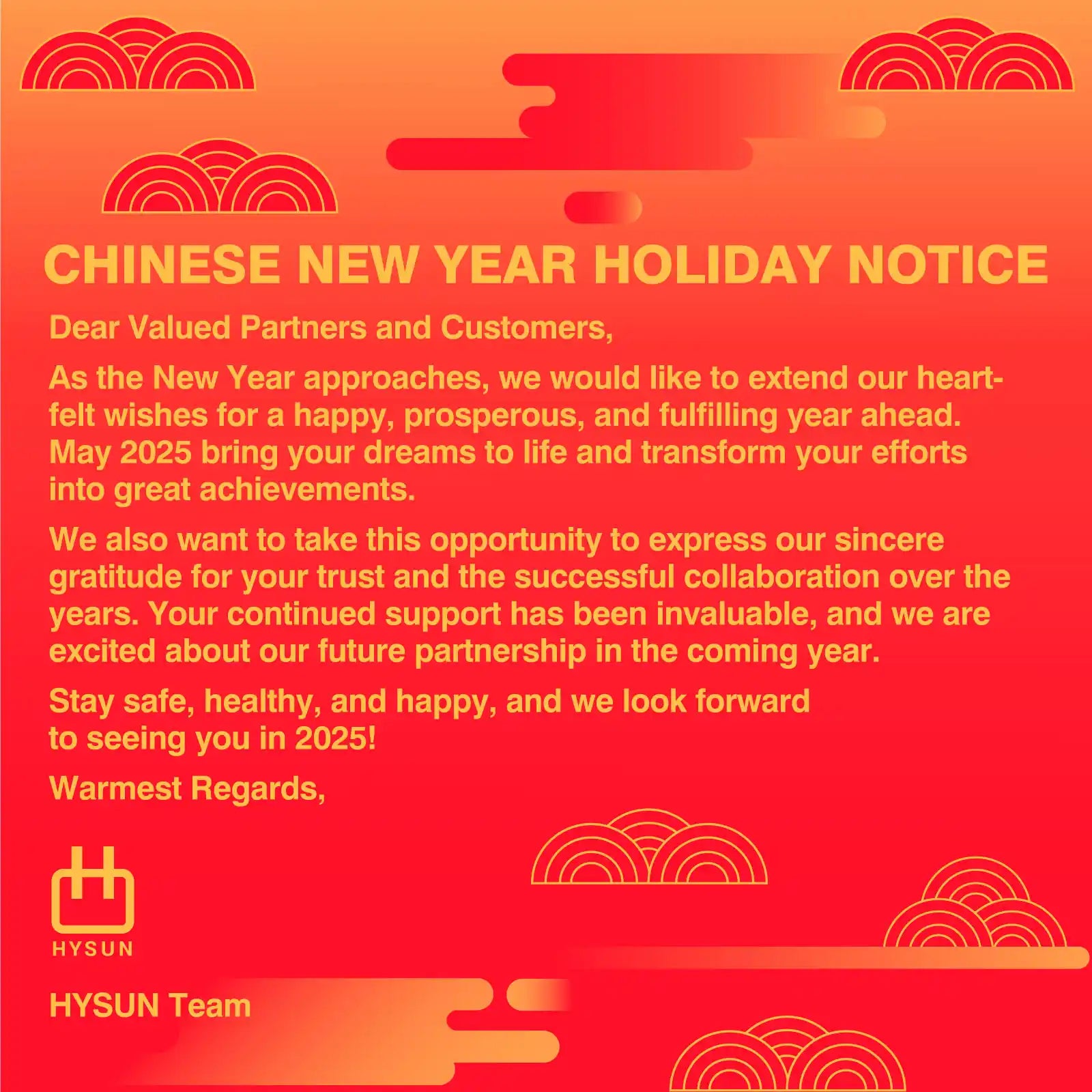 Chinese New Year Holiday Notice 2025